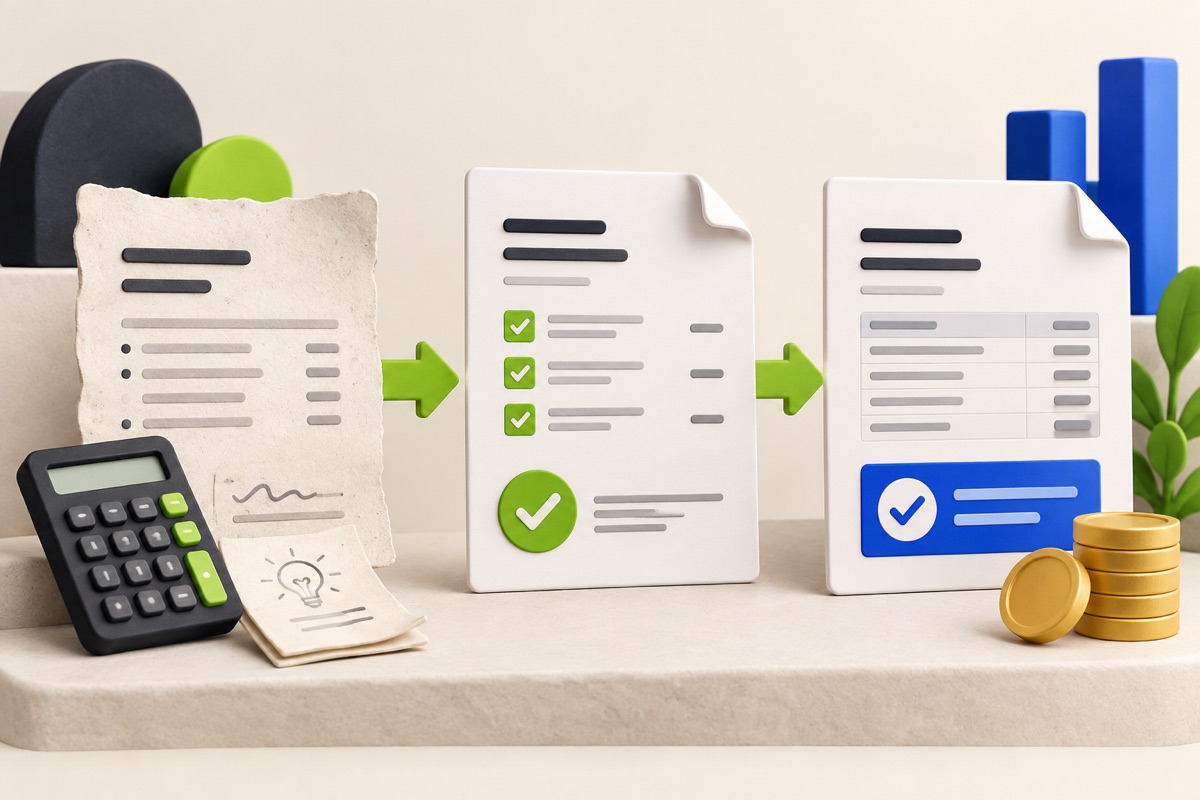 Editorial illustration for Business documents Estimate vs quotation vs invoice: which document comes next?