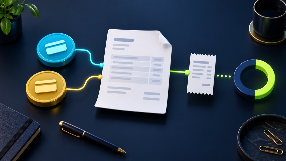 Editorial illustration for Business documents Invoice, partial payment and receipt: keep three different records
